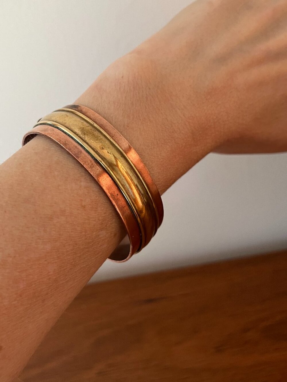 Retro Boho Layered Copper Brass Cuff Bracelet Vintage Metal Jewelry